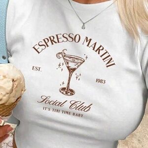 SHEIN Summer Y2K Espresso Martini Cropped T-Shirt/Medium